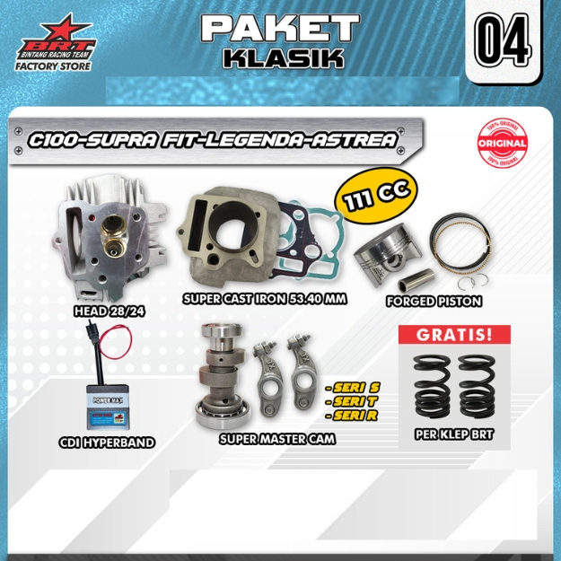 PAKET KLASIK 4 & 9 TOURING BORE UP BRT C100 ASTREA GRAND SUPRA X SUPRA FIT REVO 100 LEGENDA PRIMA WI