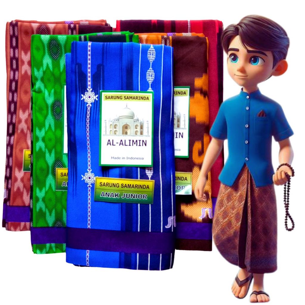 3Pcs Lebih murah Sarung Samarinda anak laki Junior SD,SMP-Kain Sarung Samarinda 210 Size 85x100cm