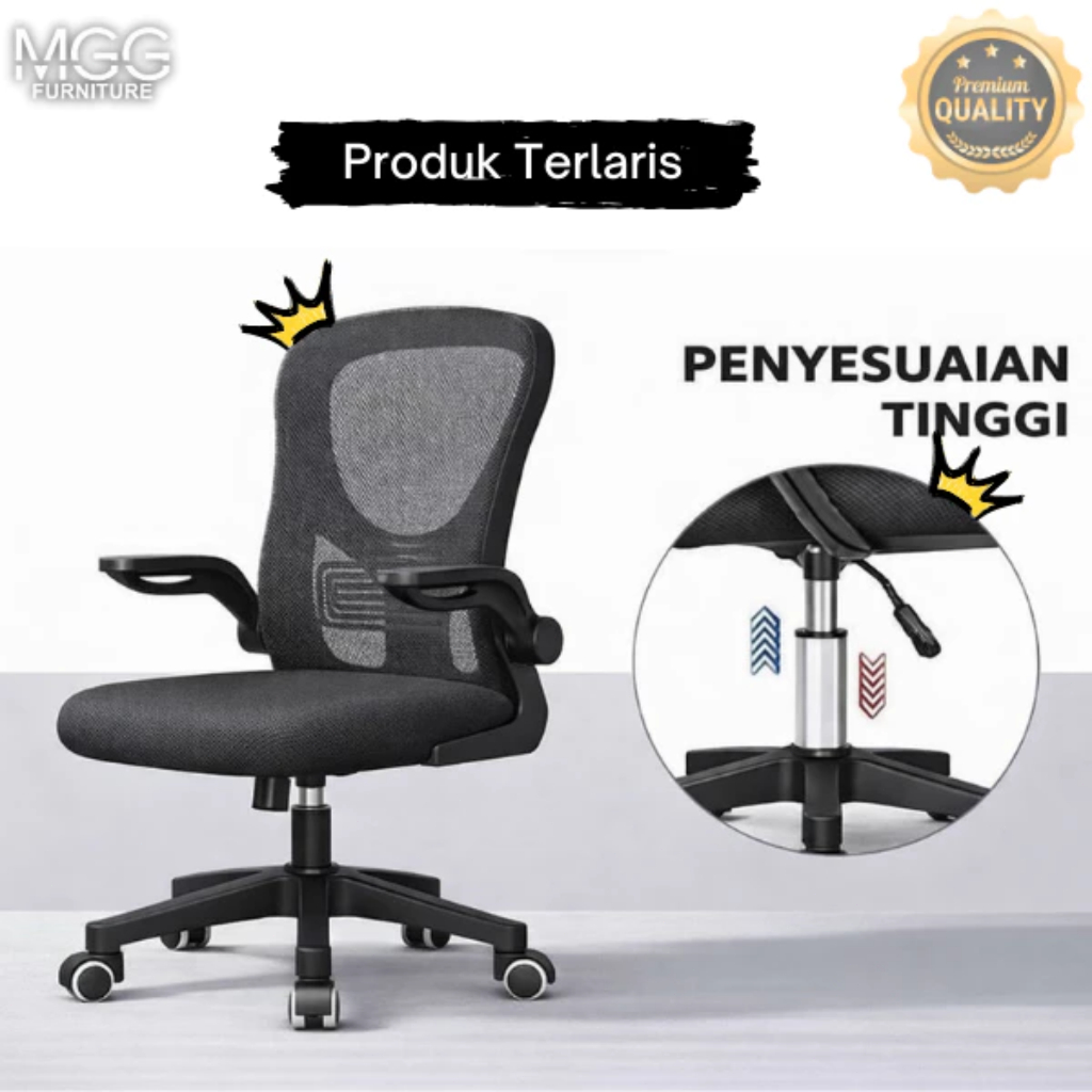 Kursi Kantor Ergonomis MGG Furniture – Kursi Kerja Putar Sandaran Mesh, Tinggi Dudukan Bisa Diatur, 