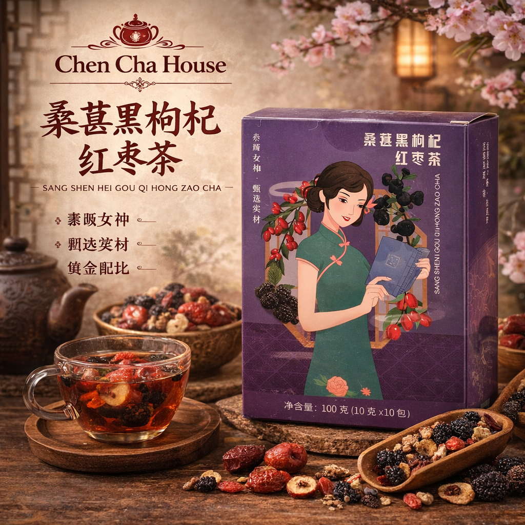 Teh Herbal Mulberry Black Goji Berry Jujube Tea – Chinese Herbal Tea Premium Antioksidan 100g | Teh 