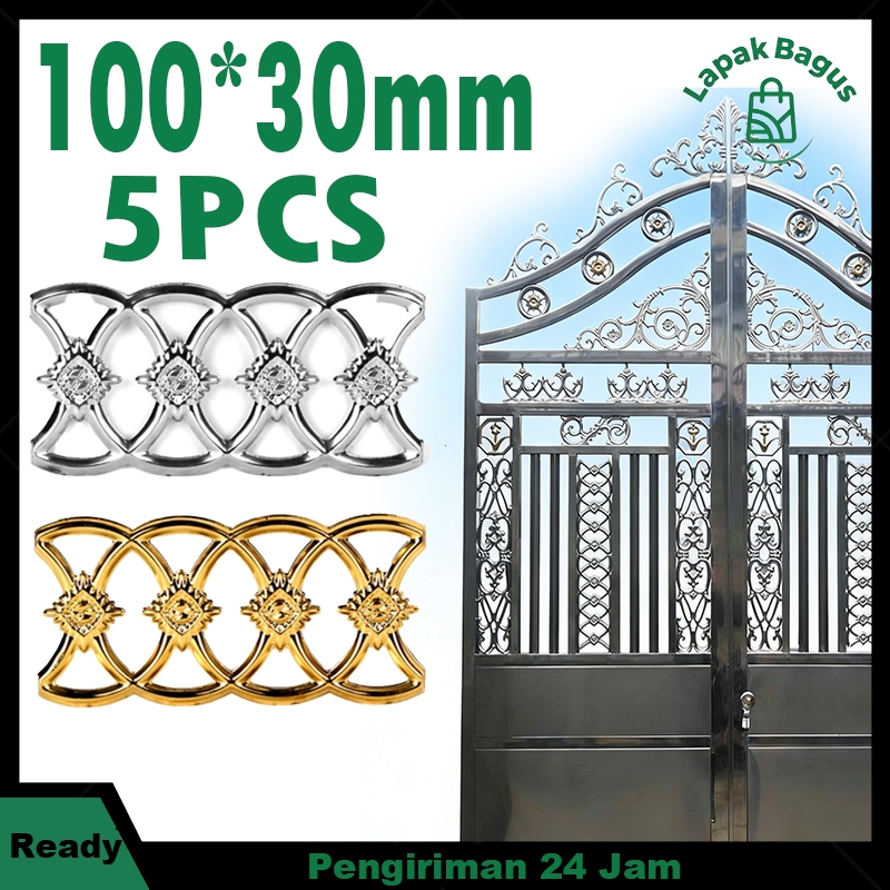 5pcs Ornamen Stenlis Pagar Aksesoris Pagar Stainless Hiasan Pagar Rumah 100x300mm Bunga Sambung Stai