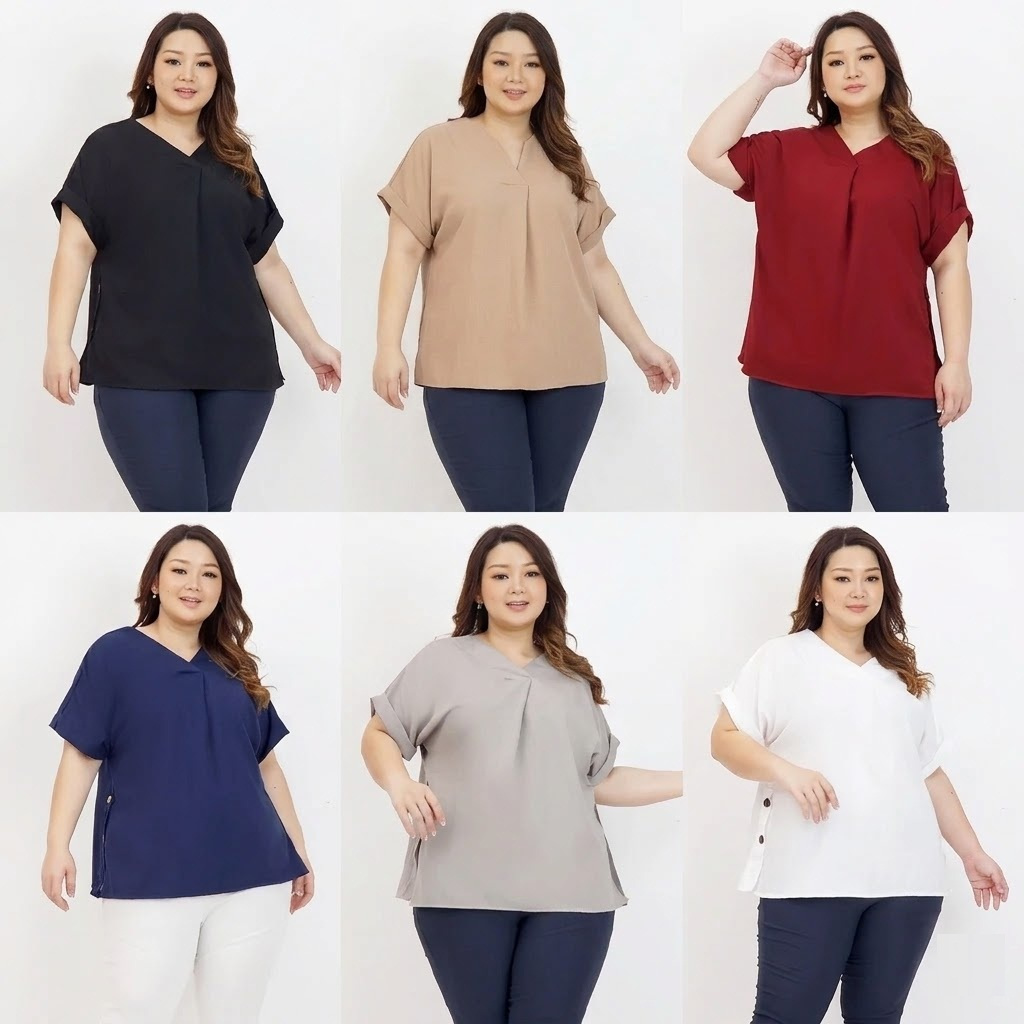 BAJU ATASAN BLOUSE JUMBO WANITA OVERSIZE BIG SIZE 011 BAJU HAMIL KERJA KANTOR KASUAL FASHION KOREA X