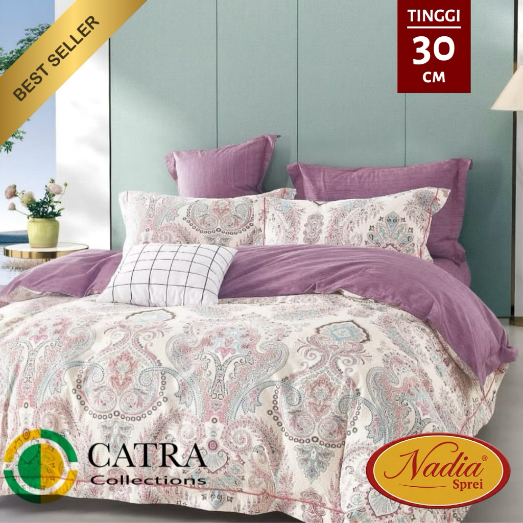 Nadia Sprei Catra Bahan Katun Premium Lokal Set Sprei Sprei Sarung Bantal & Guling Tinggi 30 cm - Cl