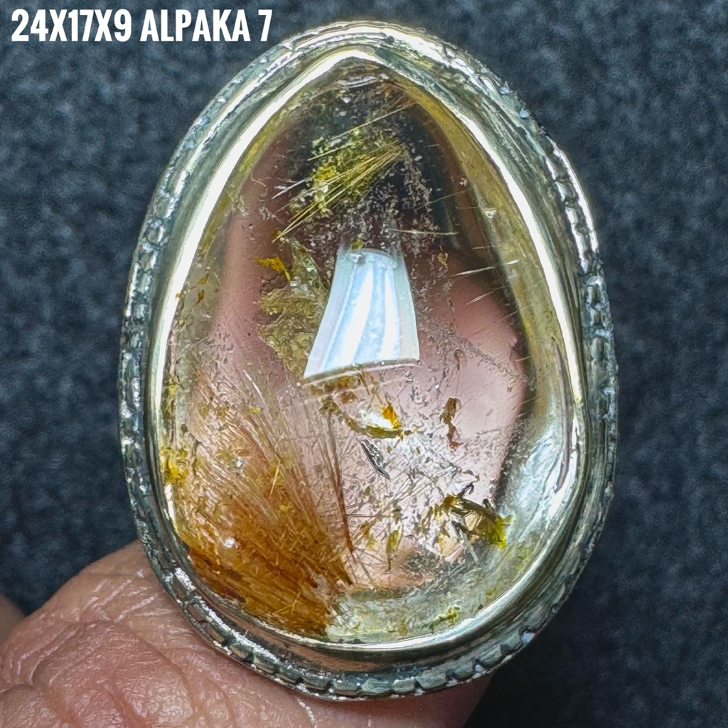 Cincin Batu Akik Natural Kecubung Rambut Emas