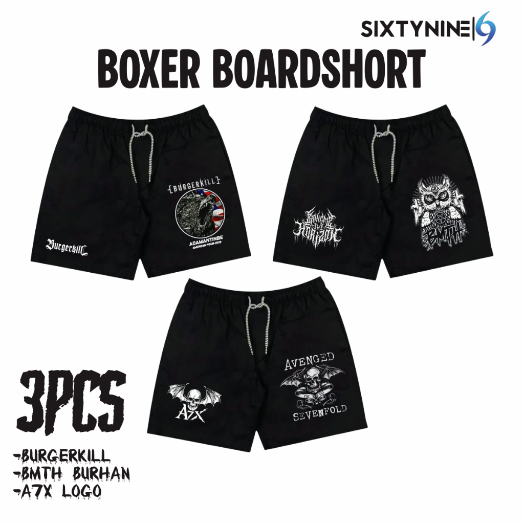 Celana Pendek 3pcs boxer boardshort broshot short Pria Wanita Distro Bahan Plece Premium Nyaman moti