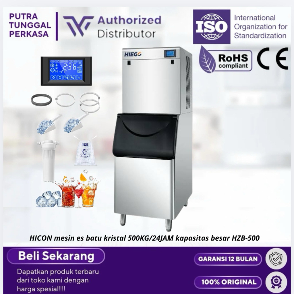 HICON mesin es batu kristal 500KG/24JAM kapasitas besar HZB-500