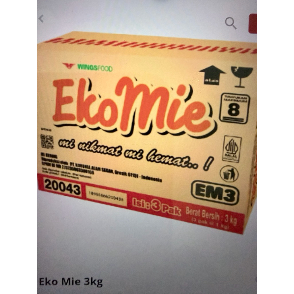 1 dus ekomie Mie Kering Eko Mie 1dus Eko mie 3000gr