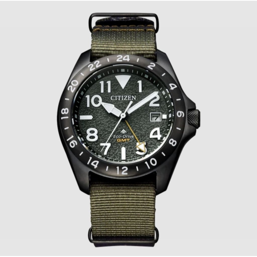 Jam Tangan Pria Citizen BJ7155-05X Promaster Land GMT Eco Drive Forest Green Nylon Strap