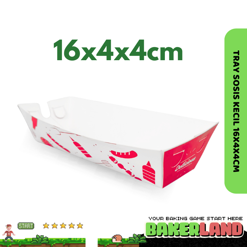 Tempat Sosis Bakar, Box Sosis, Paper Tray Sosis Kecil, Kemasan Sosis