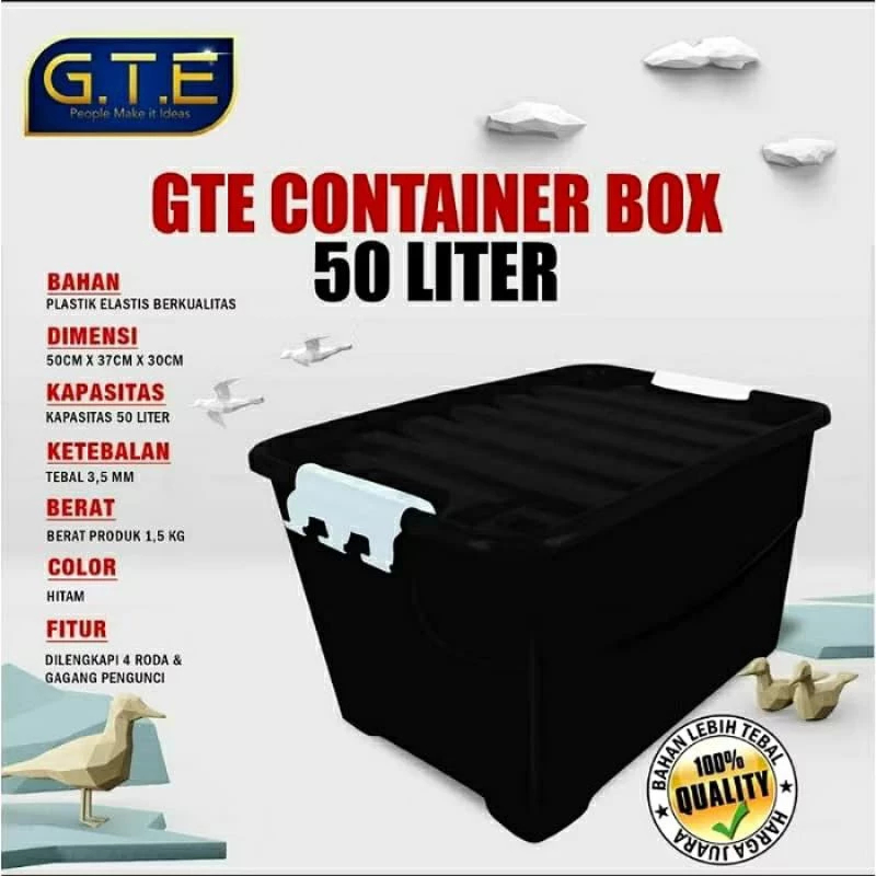 BOX CONTAINER 50 LITER DENGAN HANDLE - Kontainer Box Plastik Jumbo / Container Box Handle Jumbo / bo