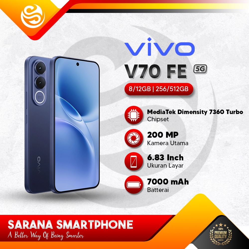 Vivo V70 FE 5G 8GB/256GB 12GB/256GB NFC Kamera 200MP AMOLED 120Hz 7000mAh HP Garansi Resmi