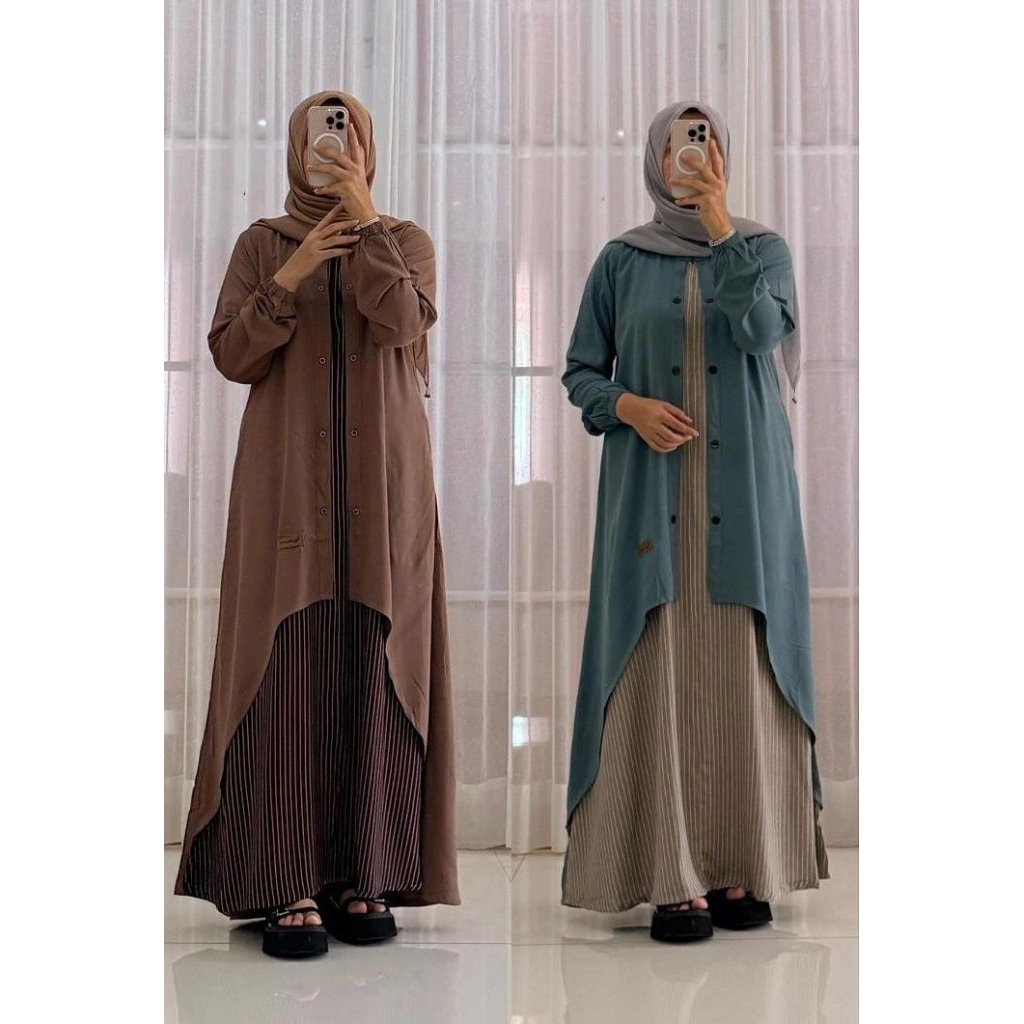 DRESS CARDI ROMPI NADHEEFA TERBARU MARET gamis dewasa muslimah remaja dewasa