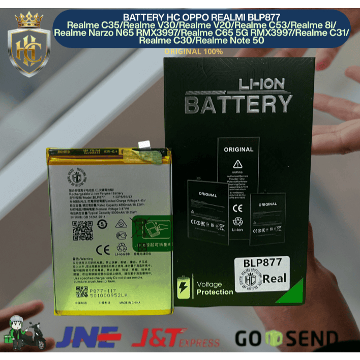 BATERAI ORIGINAL (HC) BLP877 Realme V20/Realme C53/Realme 8i/Realme Narzo N65 RMX3997/Realme C65 5G 