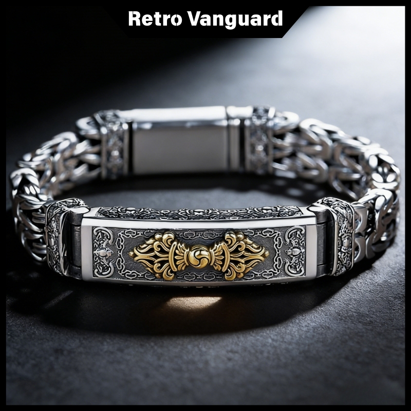RV-1319 Gelang Retro Vajra Perak Thai Pria Anti Karat dan Tahan Lama
