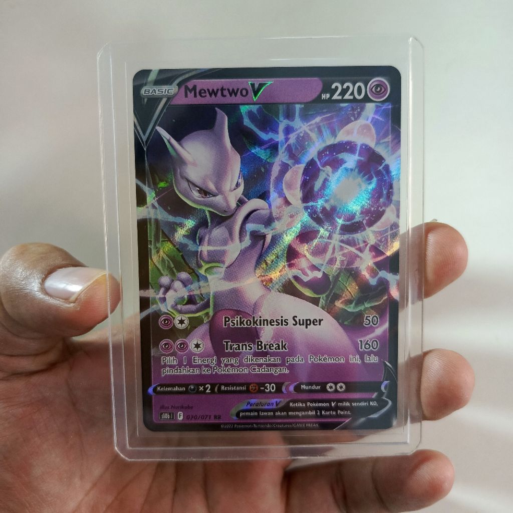 kartu pokemon Indonesia asli TCG original mewtwo V RR holo | dapat toploader | sedia juga lainnya po