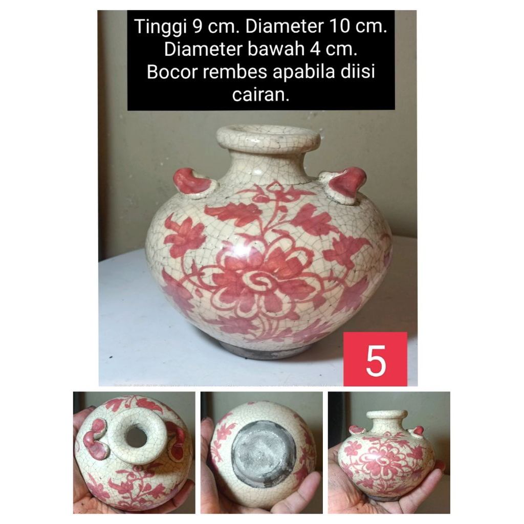cupu buli buli keramik lukis retak seribu 1000 di buat seperti antik kuno untuk dekorasi hiasan.