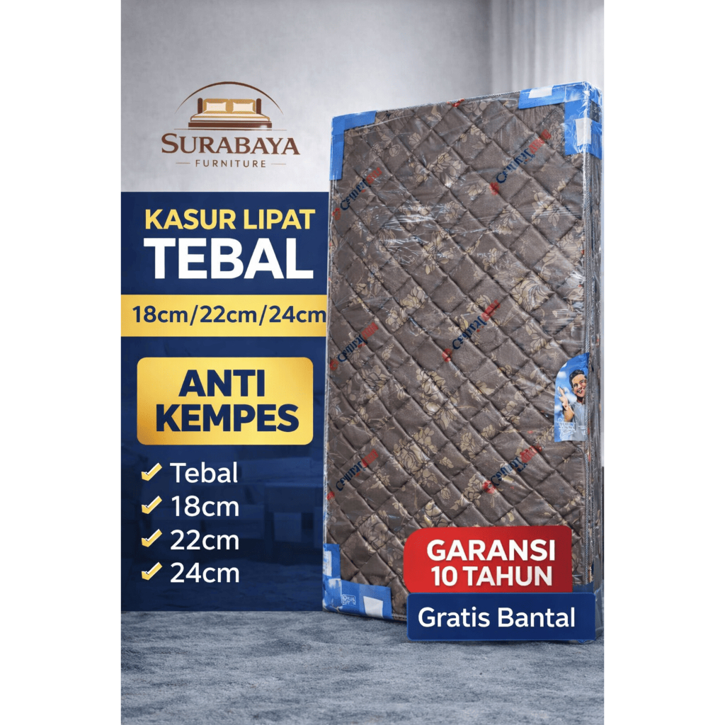 Kasur Lantai Tebal Empuk Lipat 1 & 2 Orang | Kasur Busa Anti Kempes | Kasur Lipat Kecil Foam Premium