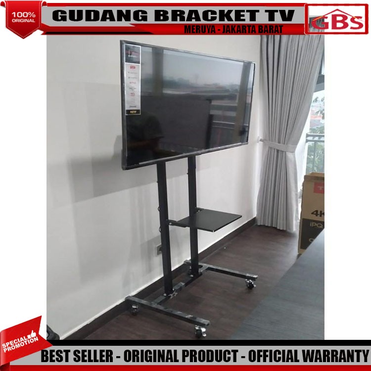 Backet tv stand Bracket Standing TV LED Dorong & Roda 32 - 65 Inch