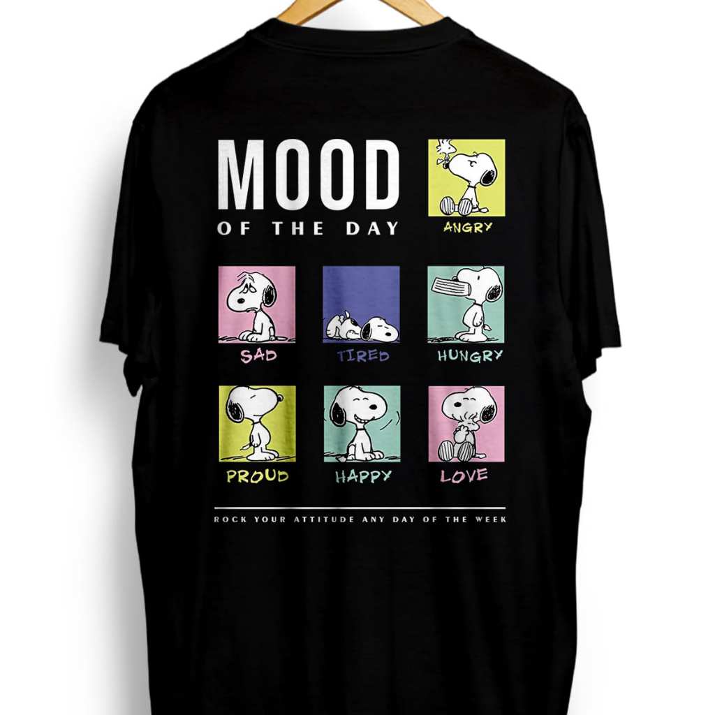 Kaos Graphic Mood Of The Day Cartoon Aesthetic | Kaos Distro kekinian bahan adem nyaman (UNISEX) Pri