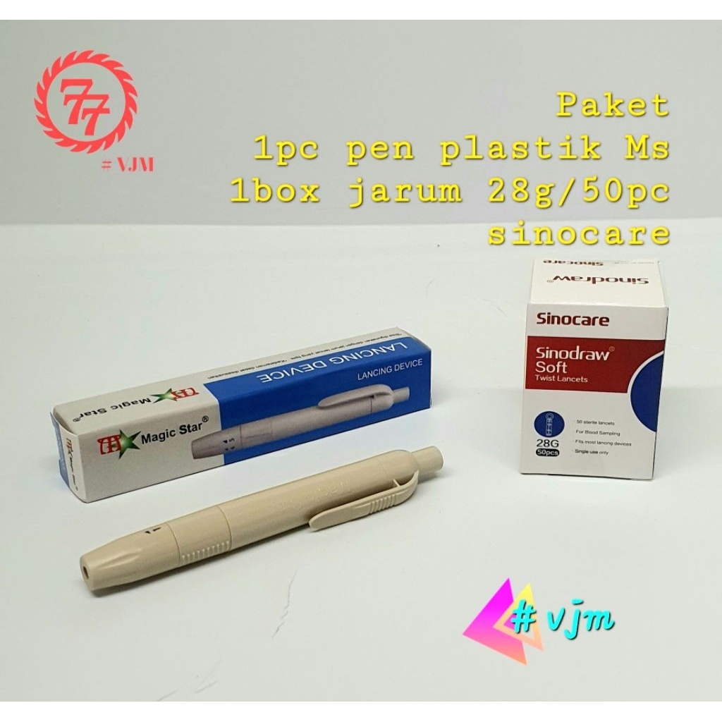 Paket Murah Lancing Device + Lancet Jarum isi 50pc/Paket Jarum dan pen Bekam/Magicstar