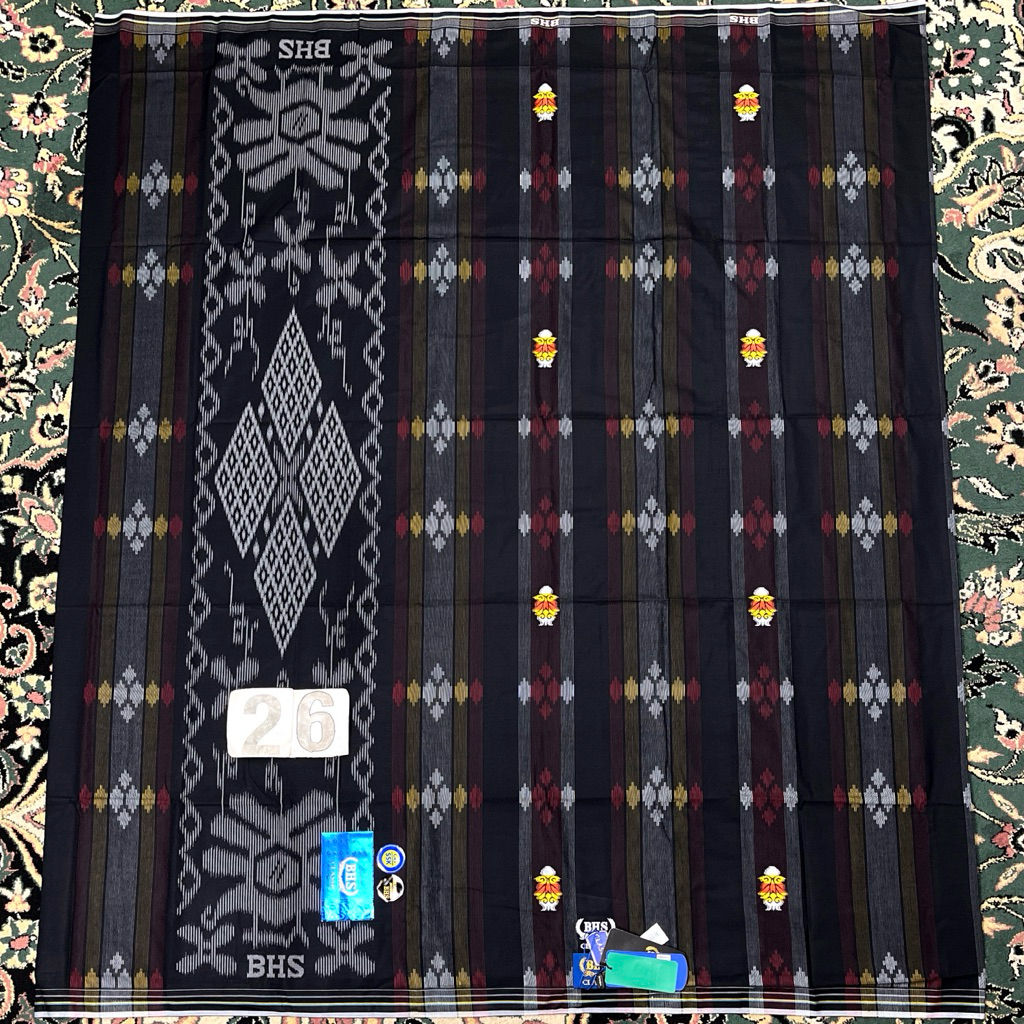 SARUNG BHS CLASSIC GOLD C45 SSK 26 SONGKET SELVEDGE JACQUARD HITAM