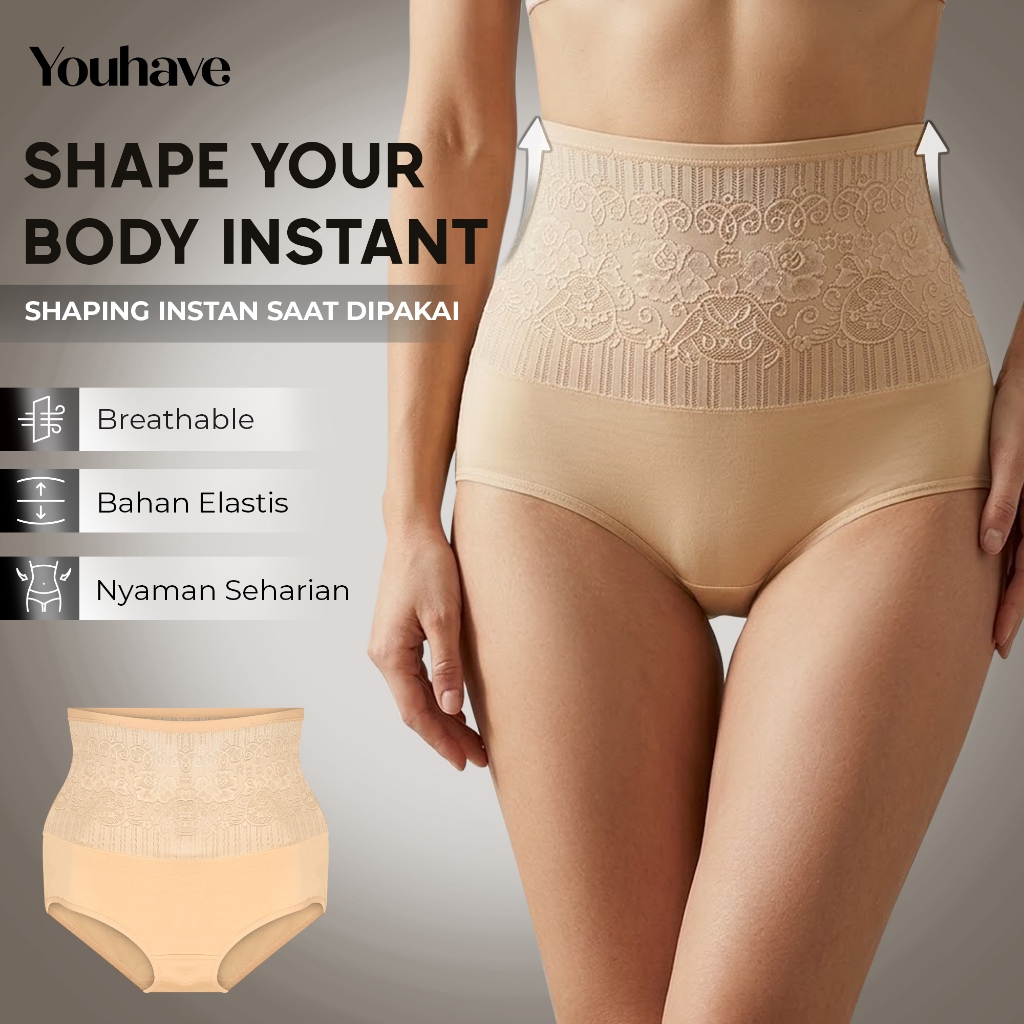 You've (YouHave) 3PCS Korset Celana Dalam Wanita CD Wanita Korset Maxi Pakaian Dalam Wanita 300035