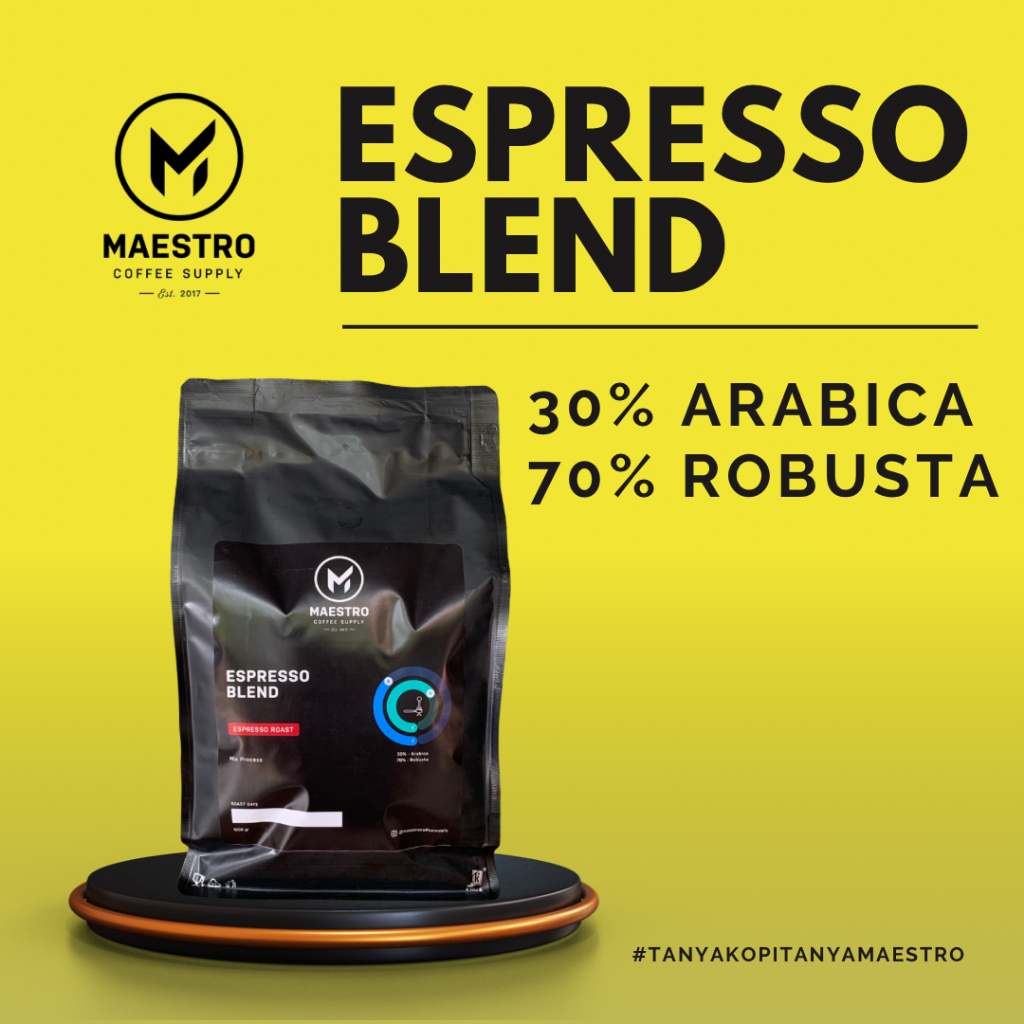 Biji kopi espresso roast (ESPRESSO BLEND 30%ARABICA 70%ROBUSTA)