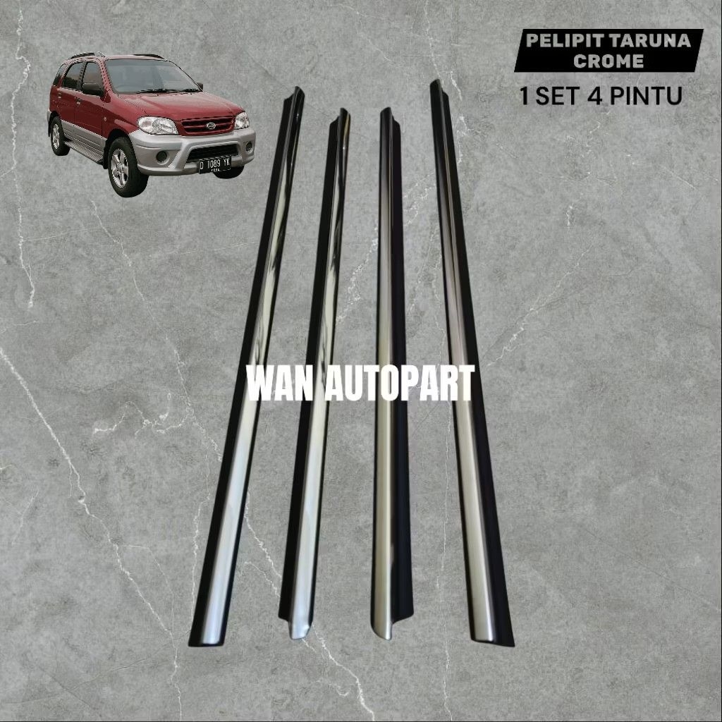 WEATHER STRIP KARET KACA PINTU PELIPIT LUAR MOBIL TARUNA CROME