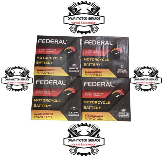 Aki Motor FEDERAL Honda TIGER Nano Gel FM7B-4B 12V 7Ah