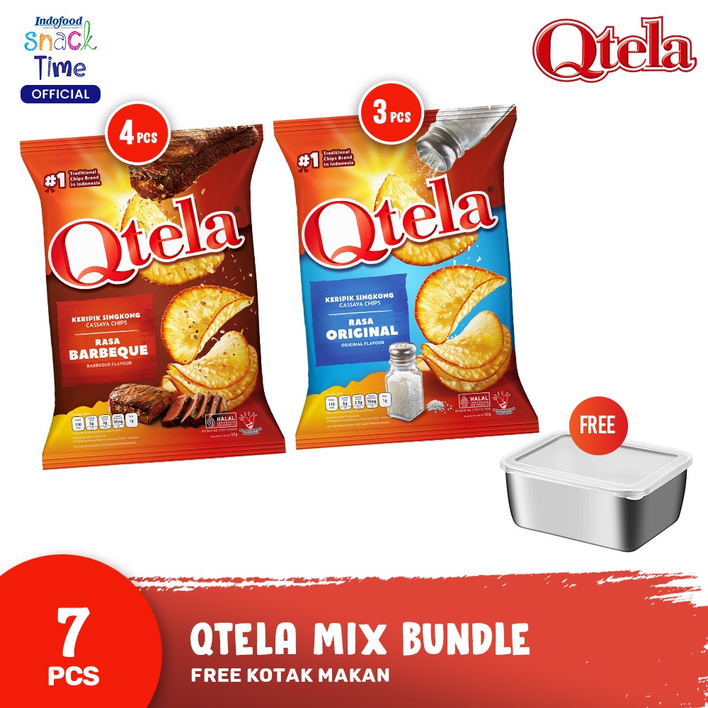 Qtela Singkong 60gr Mix Bundle - Free Kotak Makan