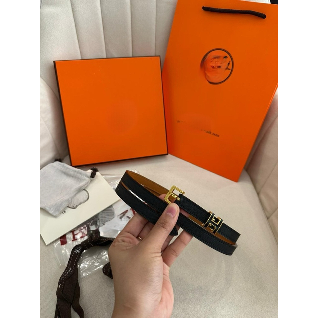 Ikat Pinggang Wanita Kecil Thin Hitam Gold Hardware POP H 15 Belt