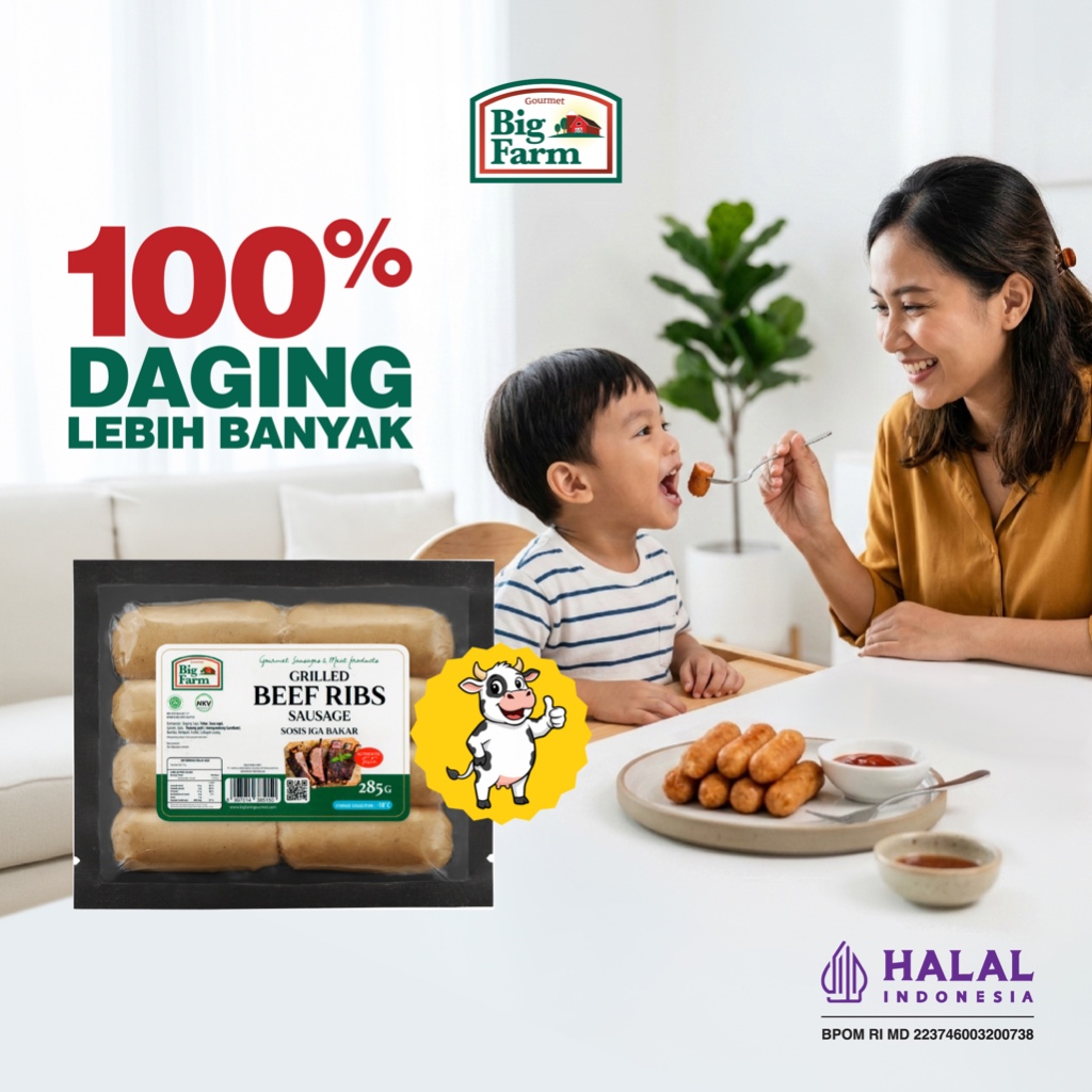 Big Farm Sosis Sapi Iga Bakar 285gr (8 pcs) (Grilled Beef Ribs Sausage)