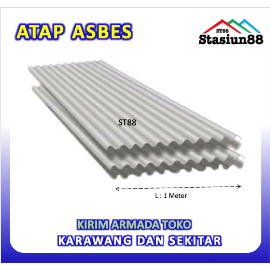 Atap Asbes lebar 1meter panjang 1,5 sampai 3 meter