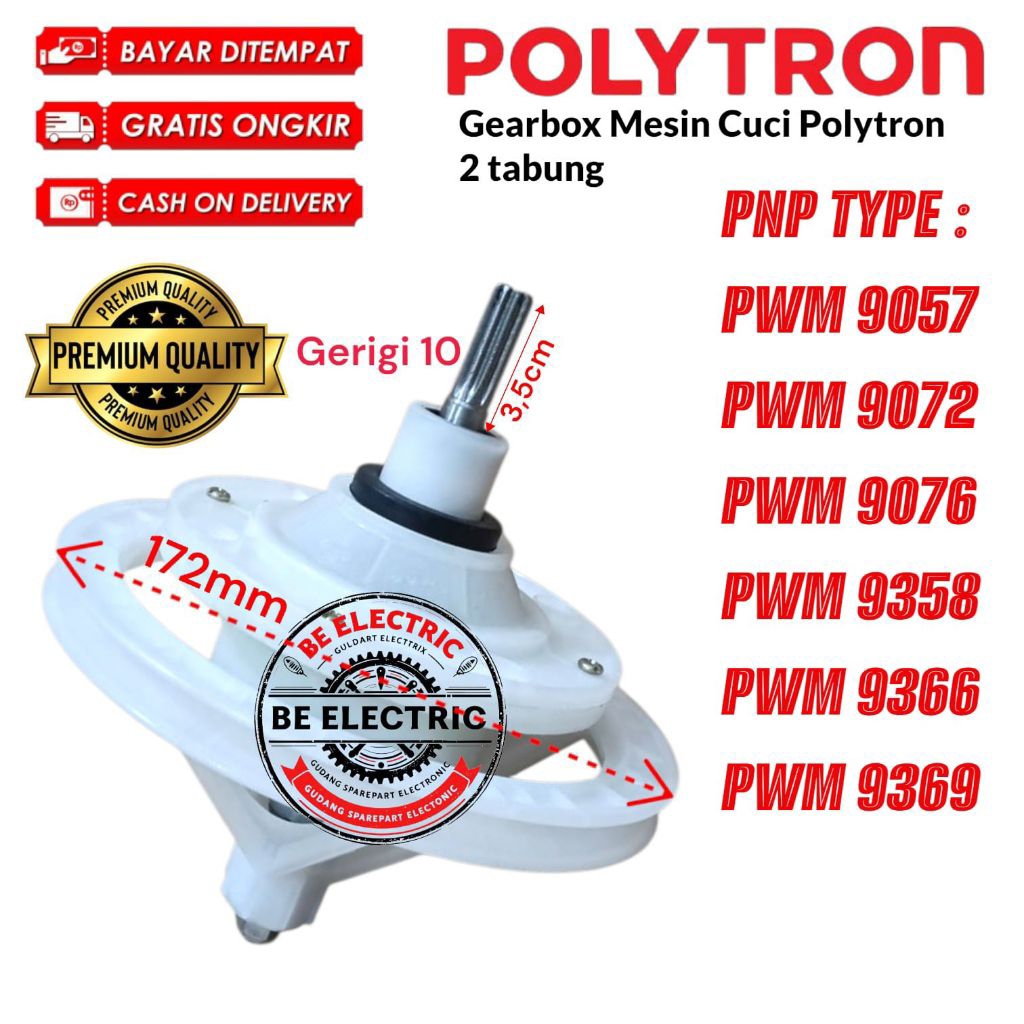 GEARBOX MESIN CUCI POLYTRON 9KG PWM9057,PWM9072,PWM9076,PWM9358,PWM9366,PWM9369 GEARBOX MESIN CUCI P