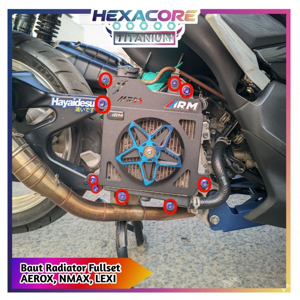 Baut Probolt Titanium Radiator Aerox Nmax Lexi 1 set 9 pcs