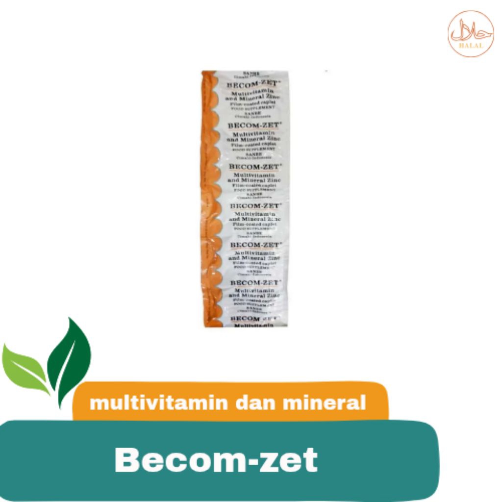Multivitamin Becom-Zet 1 Strip 10 Kaplet - Suplemen Vitamin B, C, E, dan Zinc
