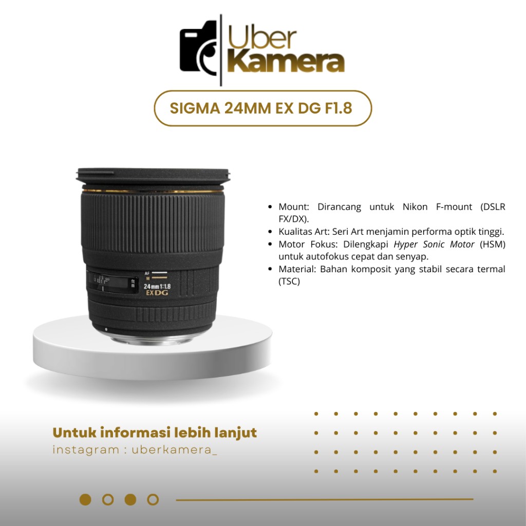 LENSA SIGMA 24MM EX DG F1.8 FOR NIKON MOUNT