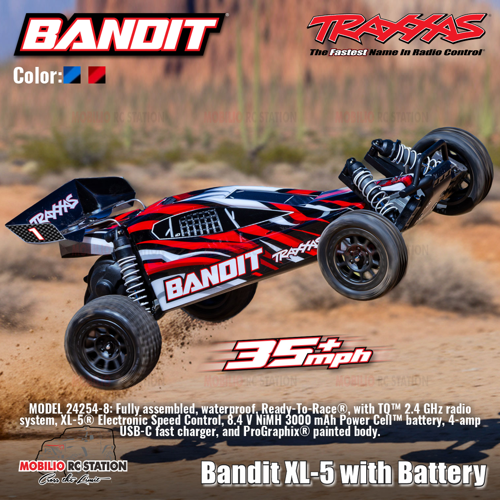 Traxxas 24254-8 Bandit XL-5 with Battery RC 2WD RC Race Buggy Fully Assembled Waterproof  Ready-To-R