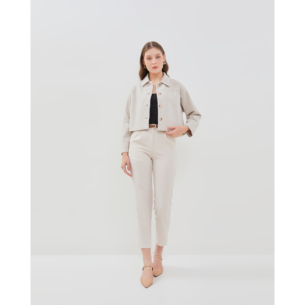 VALINO Jaket Boxy Cream Wanita - D-EBLH29-C5