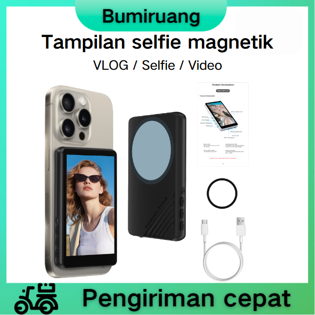 BUMIRUANG  Layar Selfie Magnet HP 4 Inch HD - Alat Bantu Foto Kamera Belakang, Casting WiFi Nirkabel