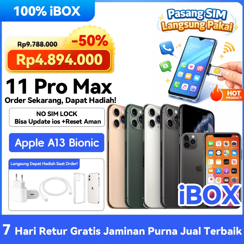 iPhone 11 Pro Max iBox Original 100% 64GB 256GB Second Bekas Fullset Mulus 99% Face ID Normal