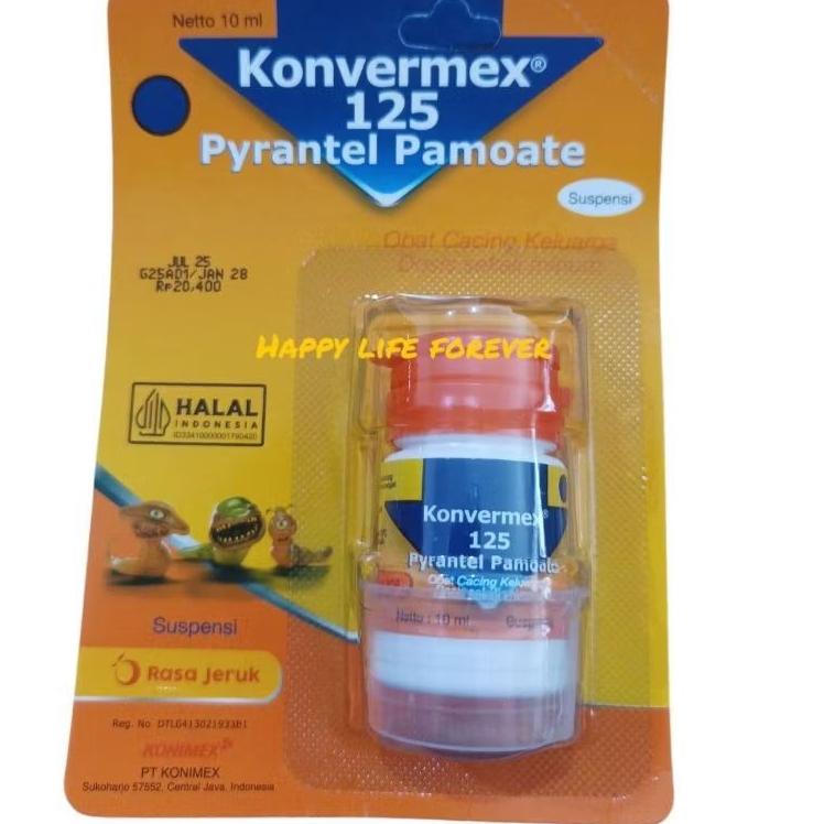 Konvermex 125 - Pyrantel Pamoate - obat cacing keluarga - rasa jeruk - 10 ml