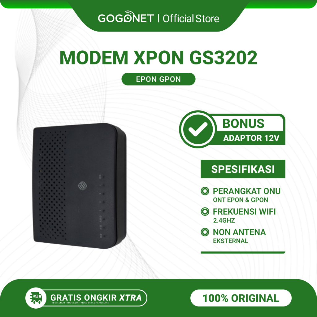 Modem GS3202 Ont Xpon Bisa Olt Gpon Epon Bekas Original Bonus Adaptor