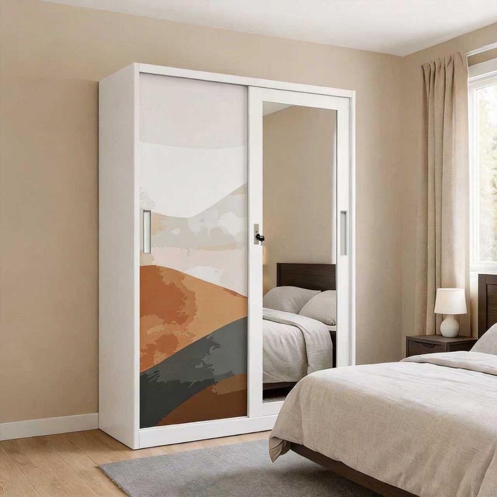 Lemari Besi Pakaia 2/3/4 Pintu Sliding Lemari Besi Pakaian Lemari Baju Pintu Geser