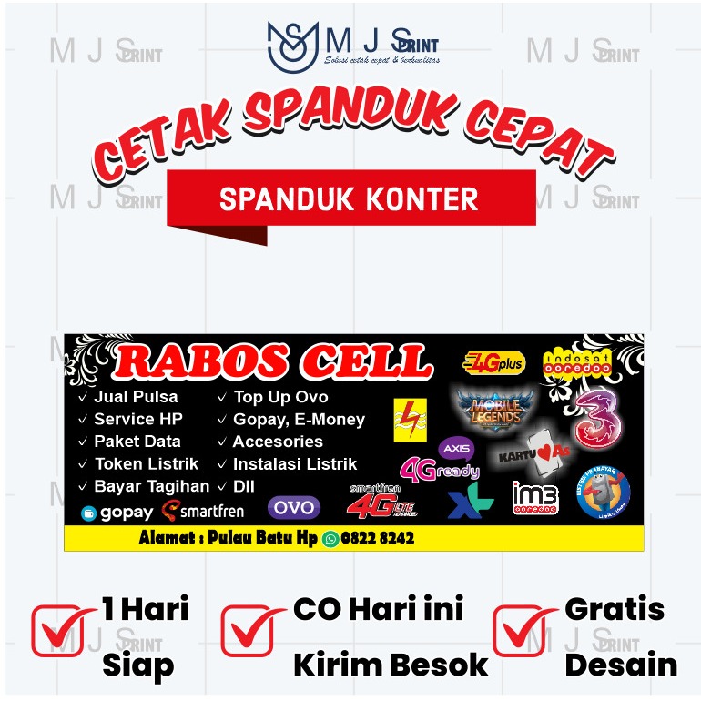 Spanduk Cepat Spanduk Konter Pulsa & Paket Data – Banner Jual Pulsa All Operator