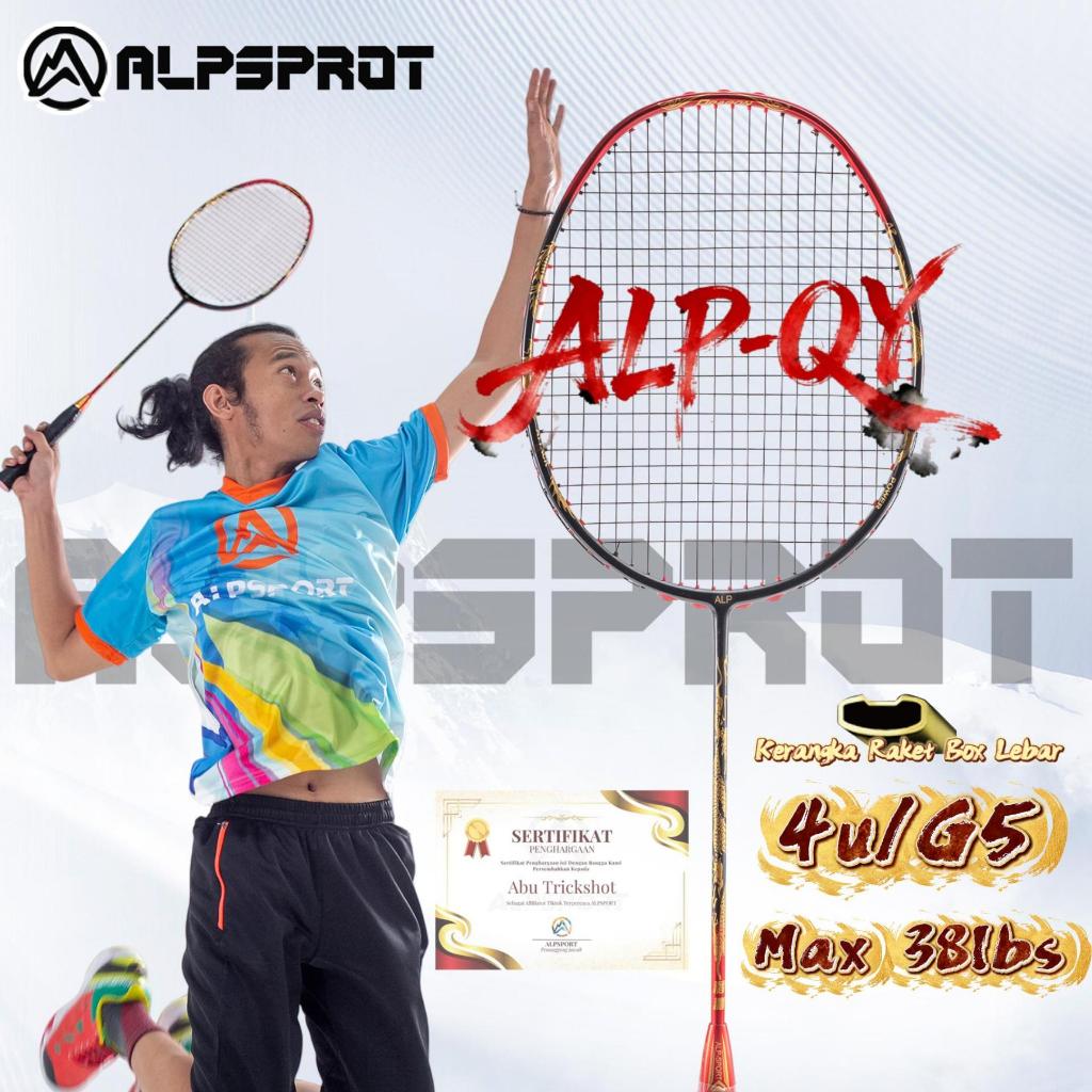 ALPSPORT New QY Pola Naga Emas Raket BuluTangkis Asli 4U Max 38LBS Golden Dragon Pattern Strung Badm