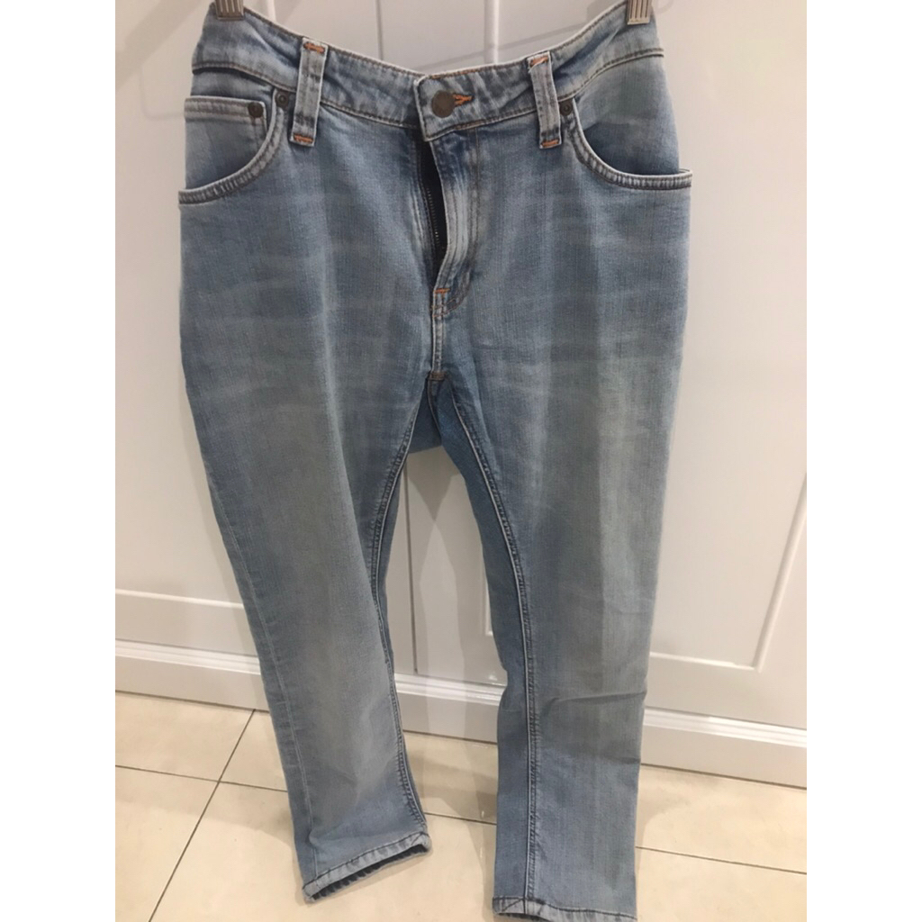 celana panjang laki laki denim jeans biru muda trousers denim long pants for man light blue nudie or