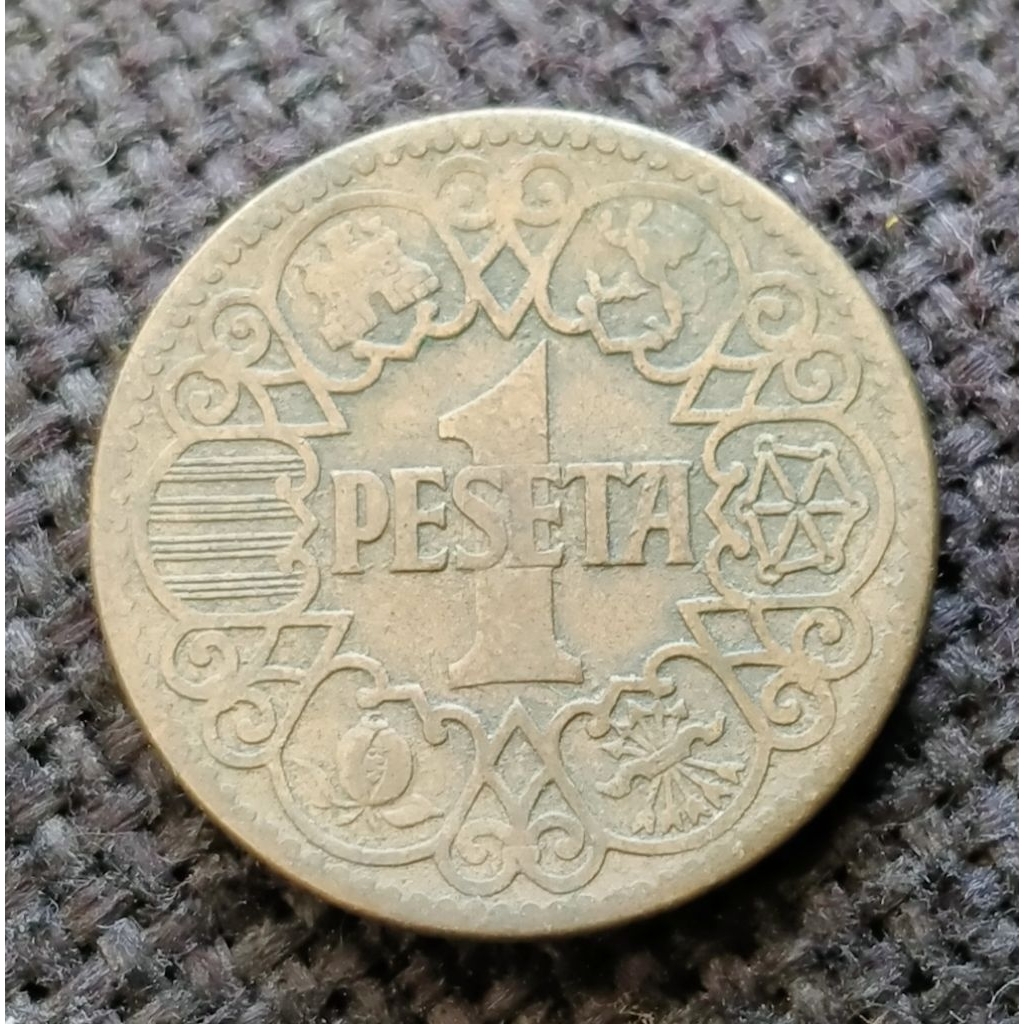 Koin Kuno Spanyol 1 Peseta tahun 1944
