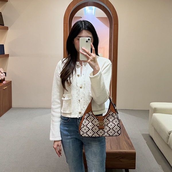Tas KS JACQUARD FLORAL NOUVEAU CAMEL FLAP HOBO BAG 100% ORIGINAL