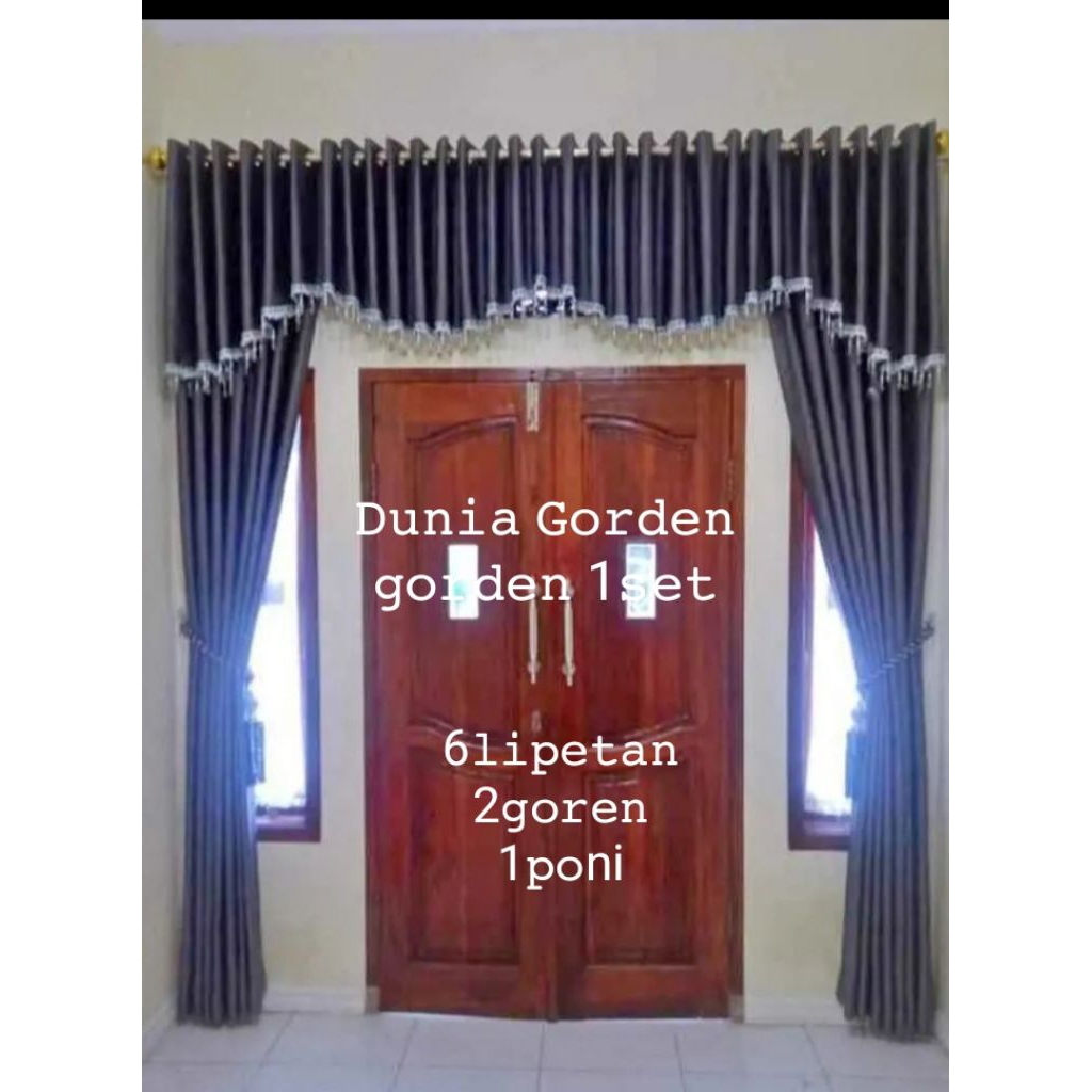 Gorden satu set  harga termurah/ hordeng jendela/gorden poni /gorden polos /hordeng motip